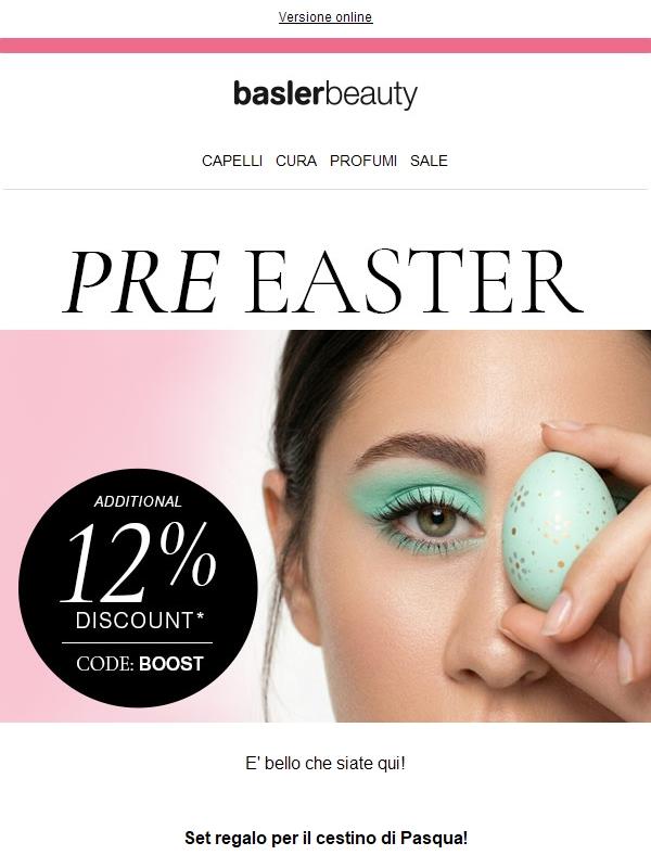 Offerta pre-Pasqua: buono sconto del 12 % per te