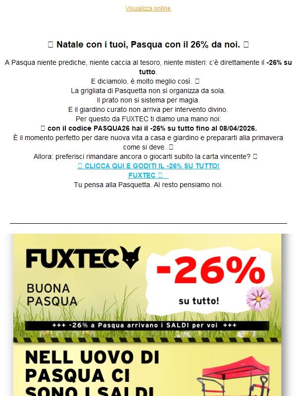 SALDI PASQUALI 26% su tutto da FUXTEC