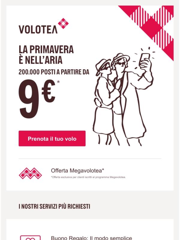 È tempo di volare a partire da 9€! ☀️