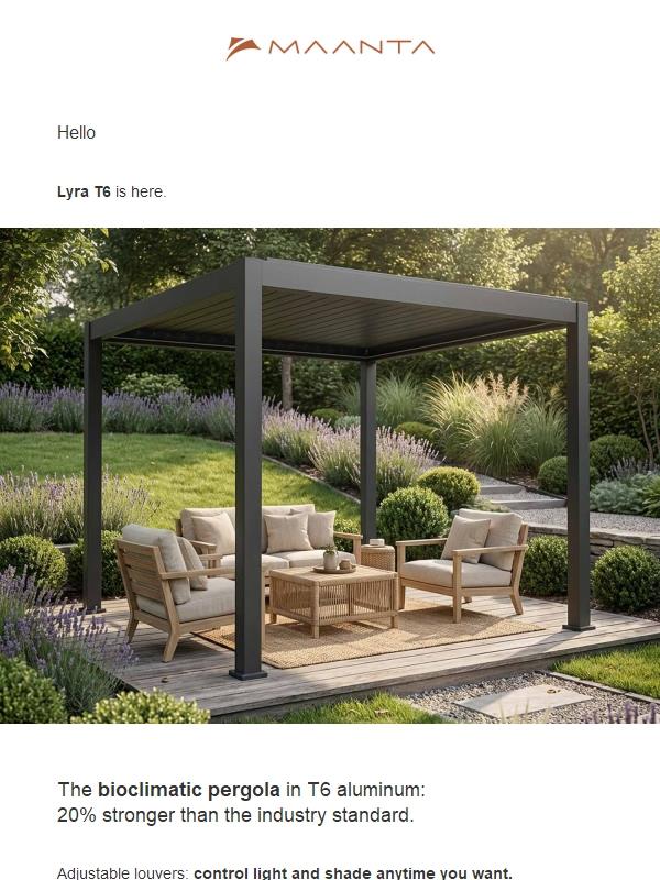 The Lyra T6 bioclimatic pergola is here.