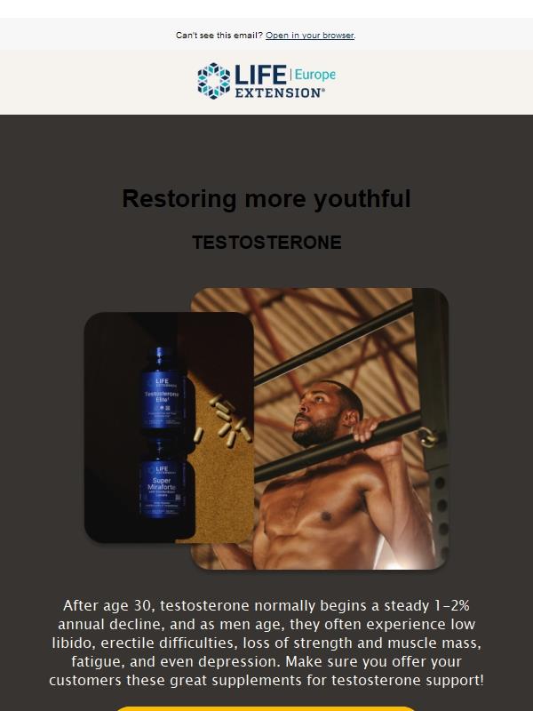 Restoring more youthful testosterone levels