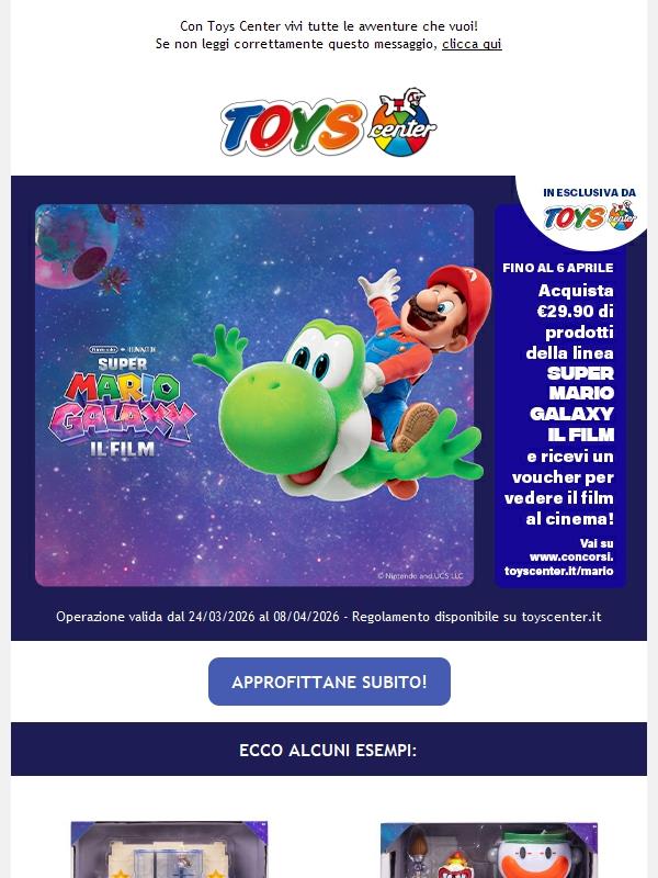 ⭐ Vinci il film Super Mario Galaxy acquistando 29,90€ di prodotti del film!