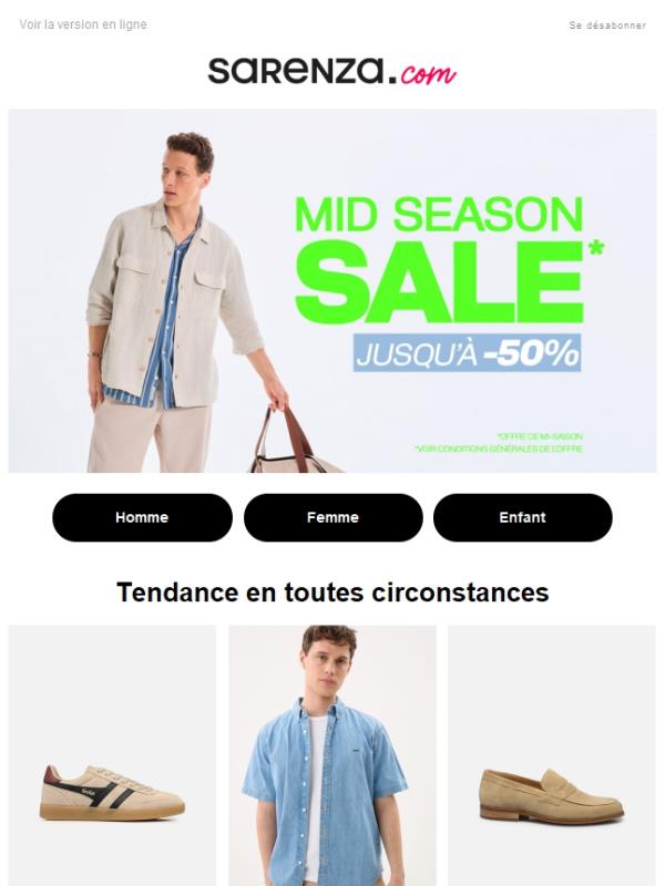 🔥 Jusqu'à -50% Mid Season Sale de Printemps