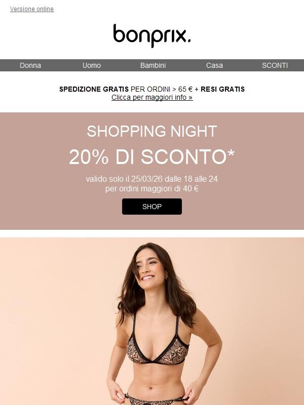 -20% su tutto - solo dalle 18:00 alle 24:00 ✨