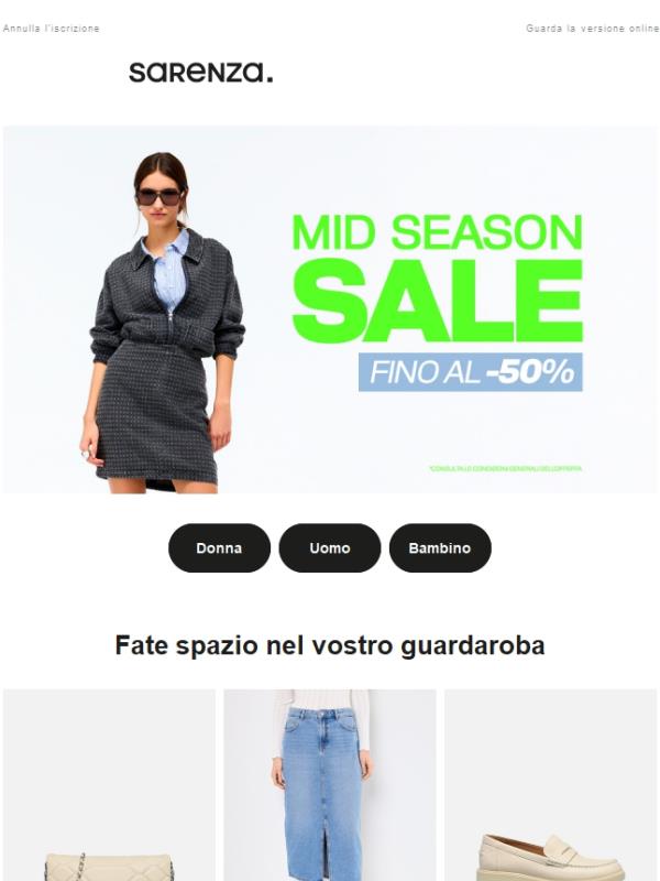 🔥 Mid Season Sale: fino al -50%
