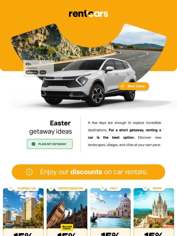 Easter holidays: 10% cashback on car rental + road trip ideas 🚗