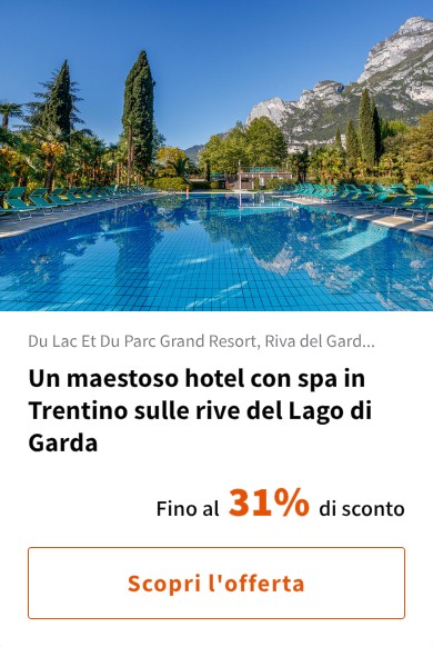 Un maestoso hotel con spa in Trentino sulle rive del Lago di Garda