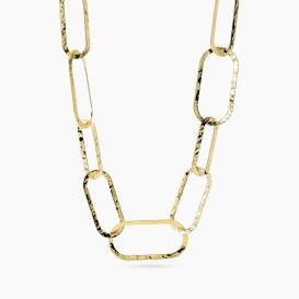STYLE COLLECTION  STYLE 83   Collana con maglie allungate in acciaio dorato martellato