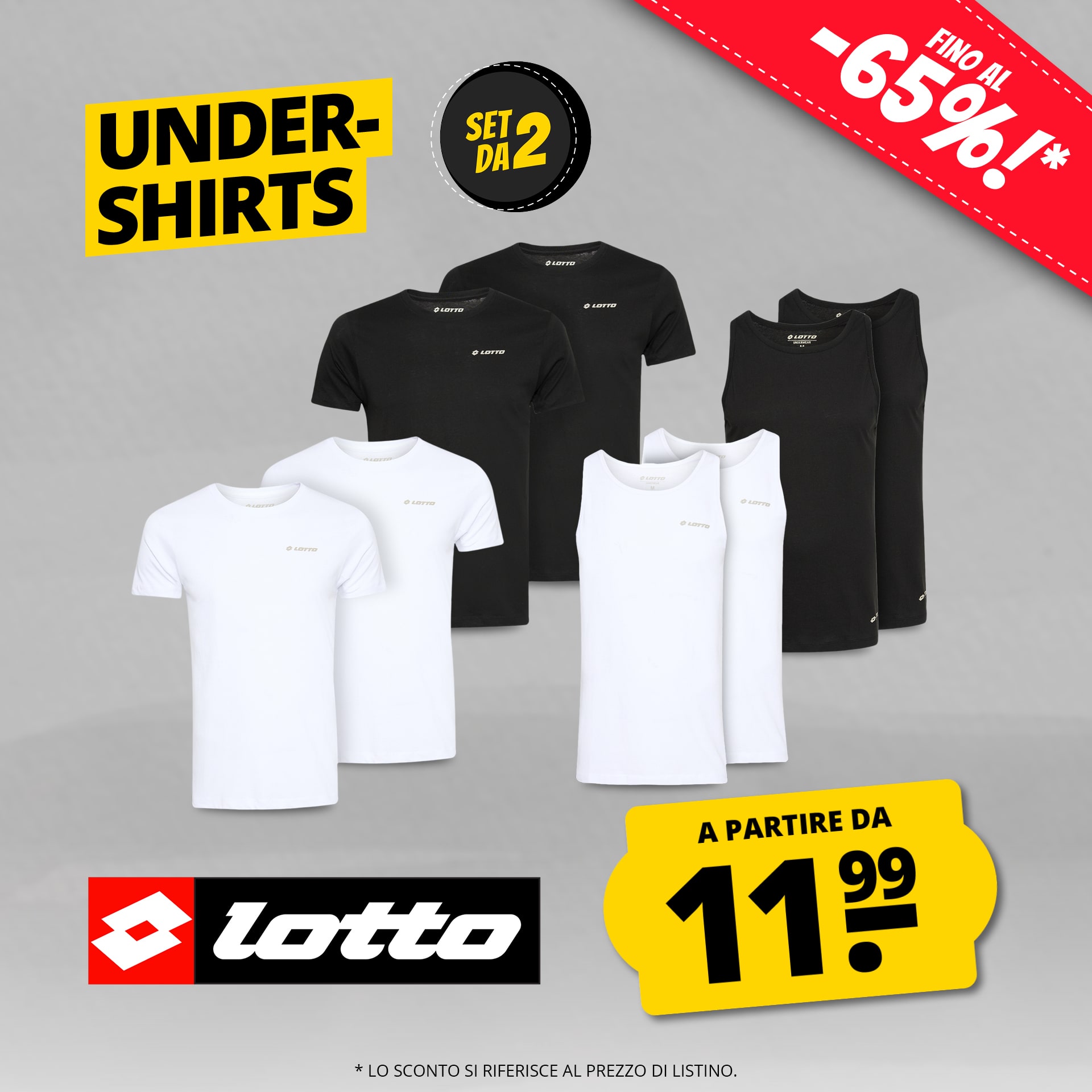 lotto uomo canottiere tshirt set da 2