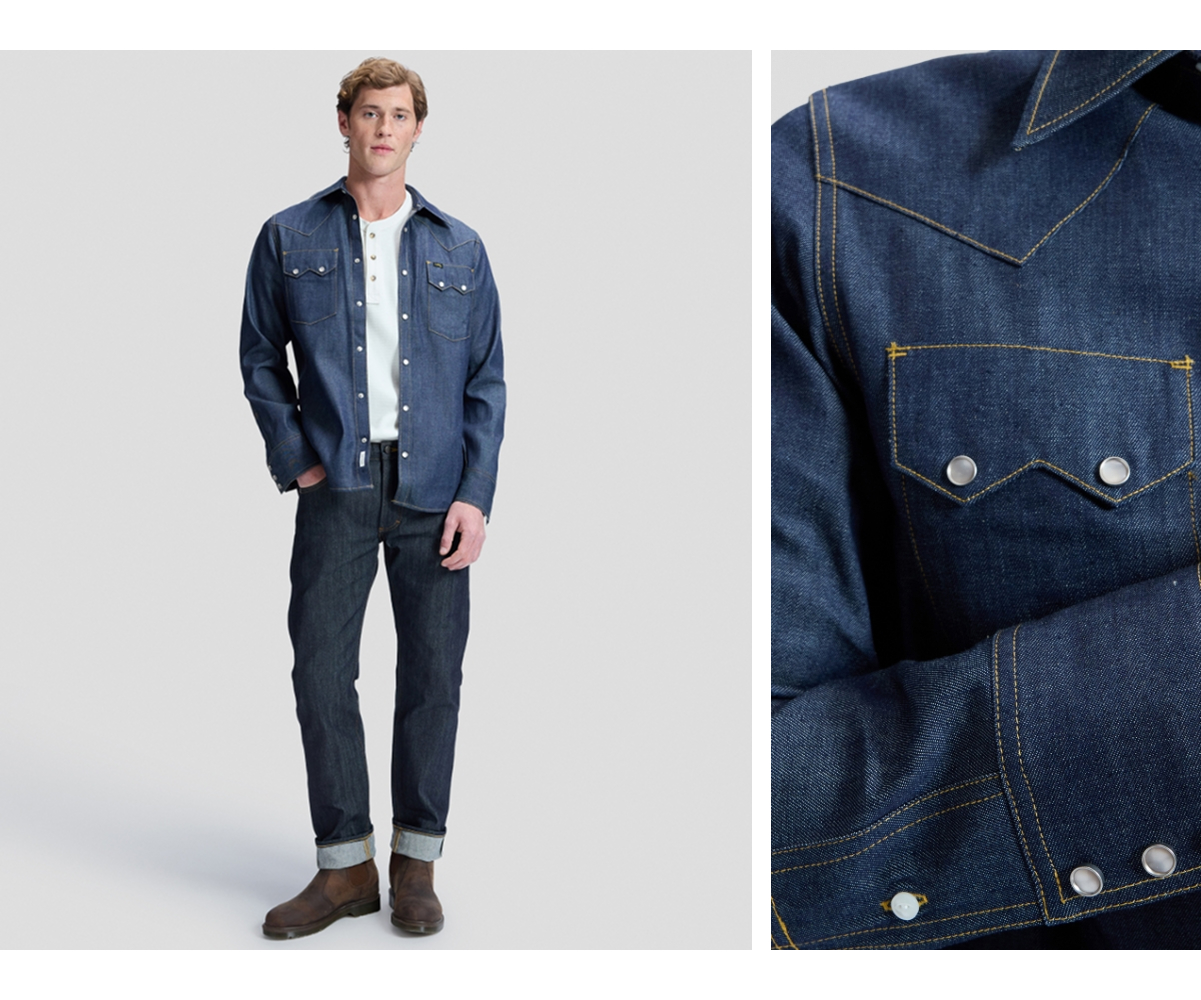 101 50s Western Shirt Dry Blue