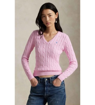 maglione-in-cotone-lavorato-a-maglia-rosa