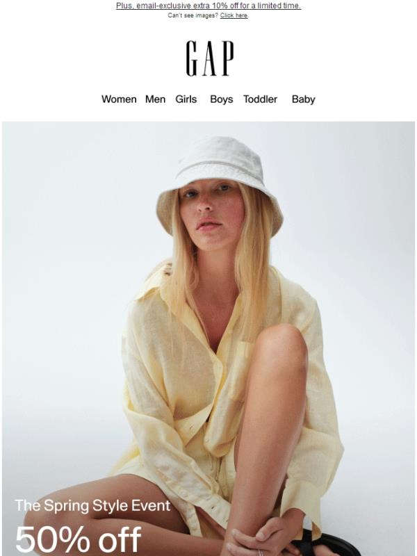 50% off your purchase is officially here — including sale