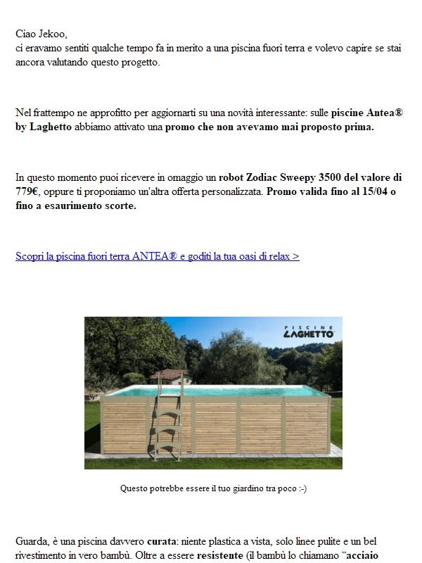 Promo lampo Piscina Antea®: Robot in Omaggio del valore di 779€