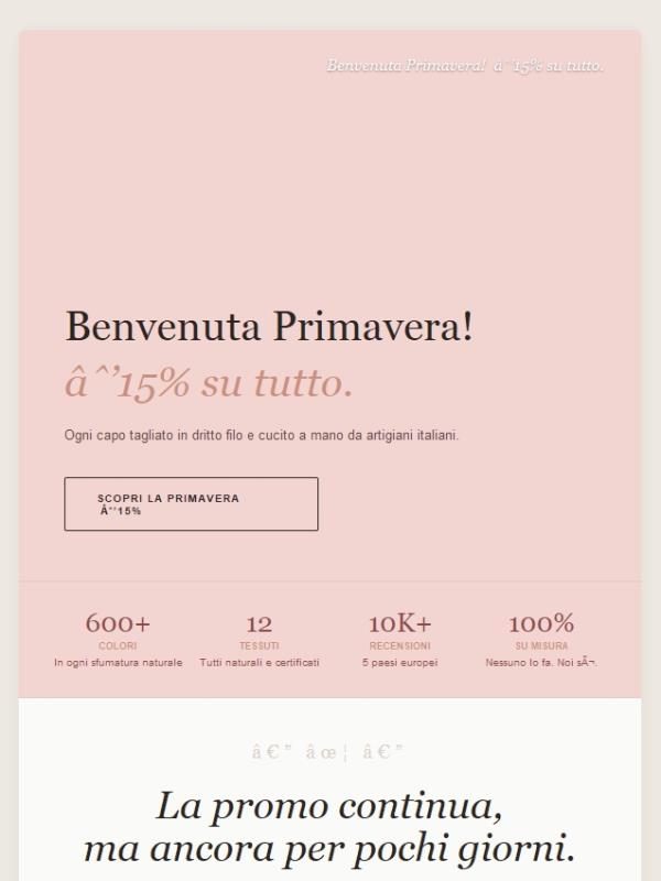 -15% su tutti i Capi su Misura! Approfittane subito.