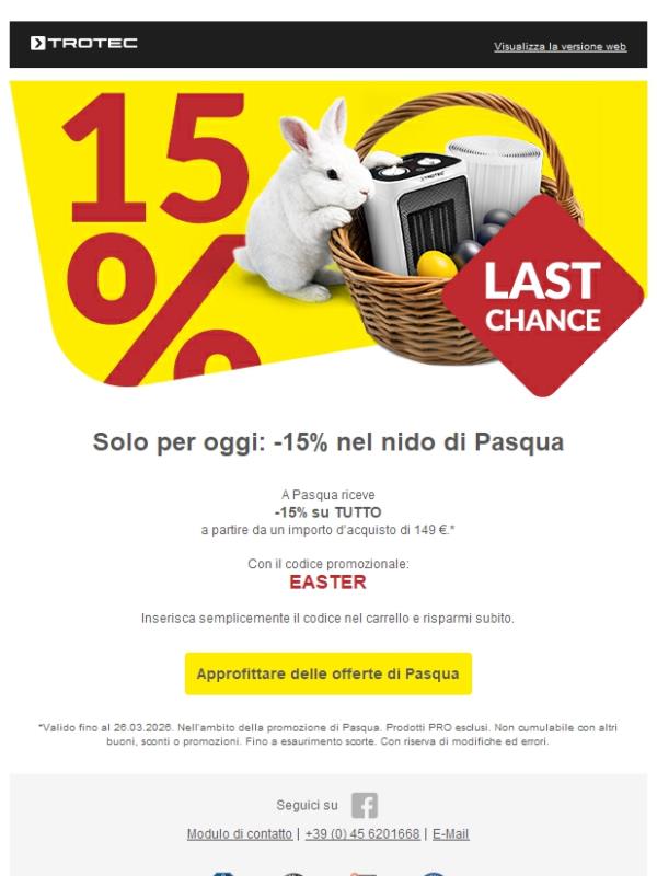 🐣 Solo per oggi: assicurati il 15% di sconto
