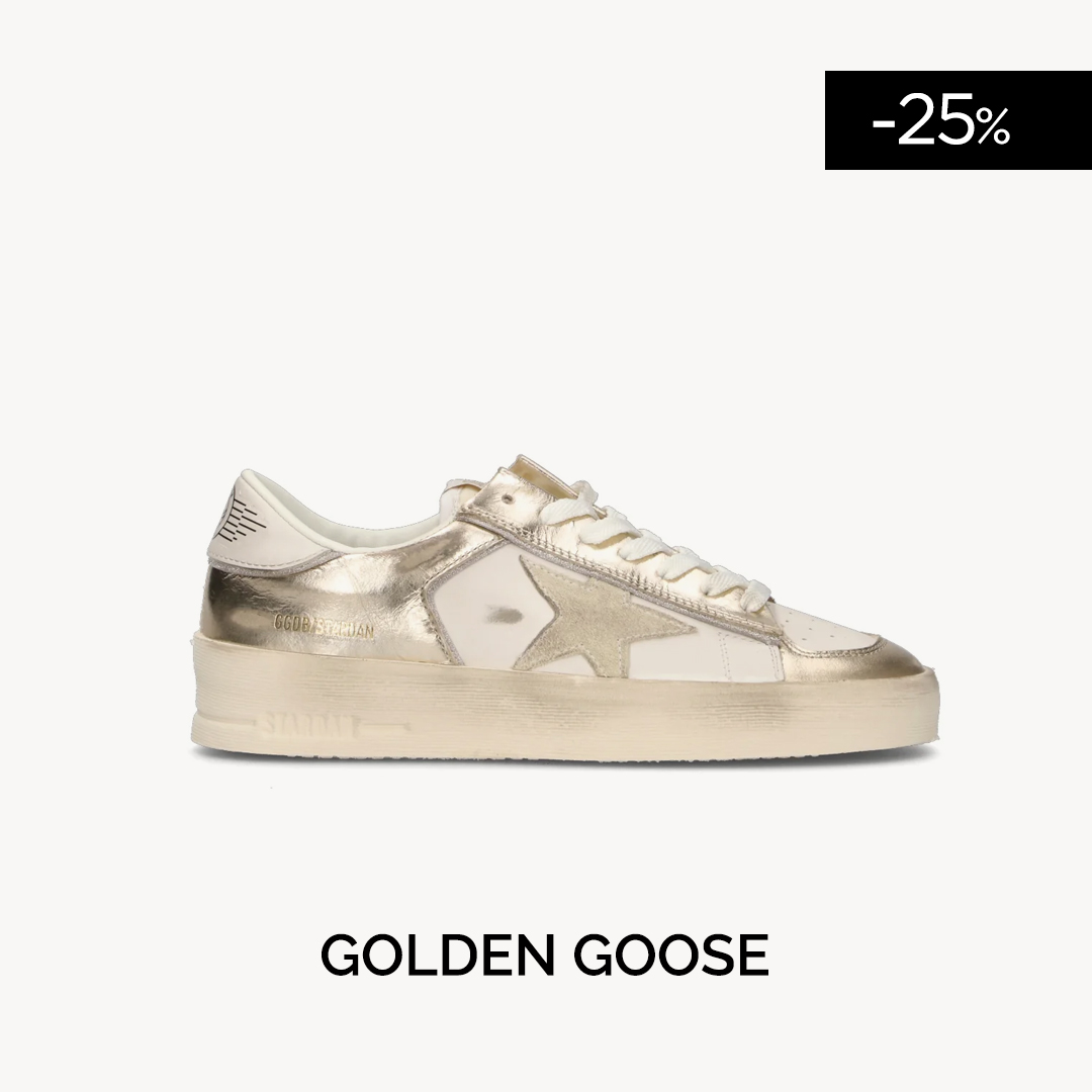 GOLDEN GOOSE STARDAN Sneaker donna platino/bianca in pelle