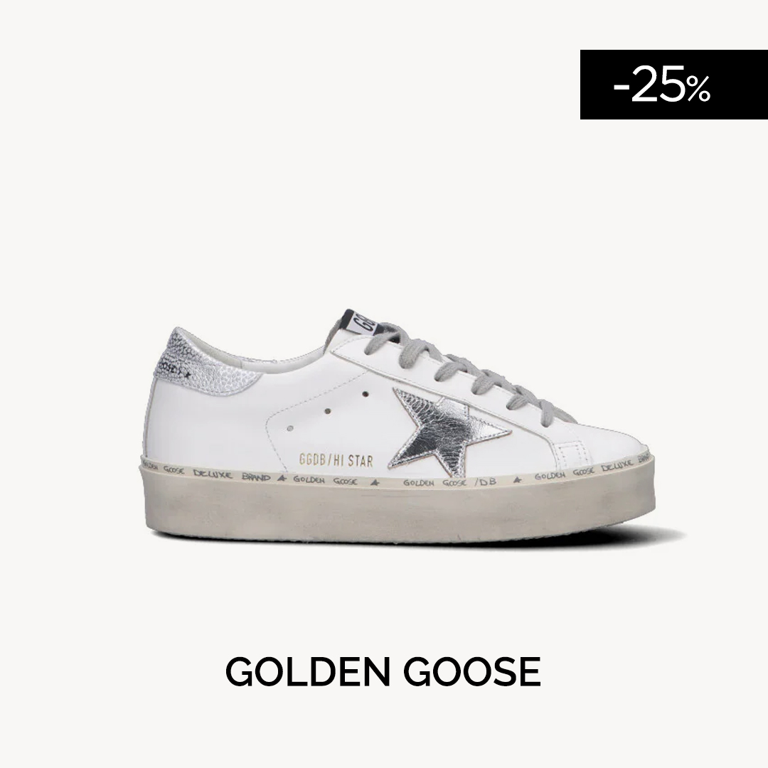 GOLDEN GOOSE HI STAR Sneaker donna bianca/argento in pelle