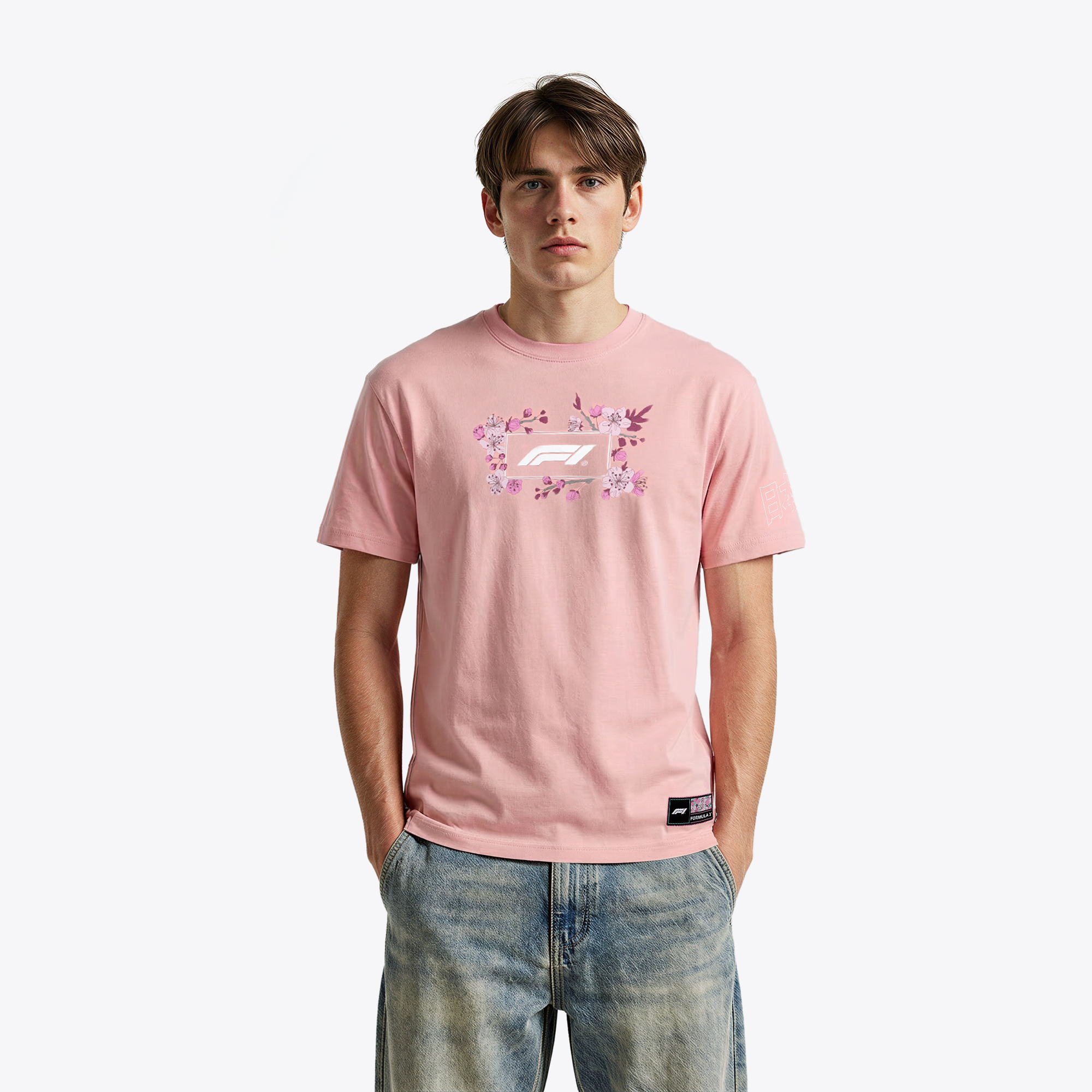 T-shirt oversize con grafica Japan Formula 1 - Rosa - Unisex