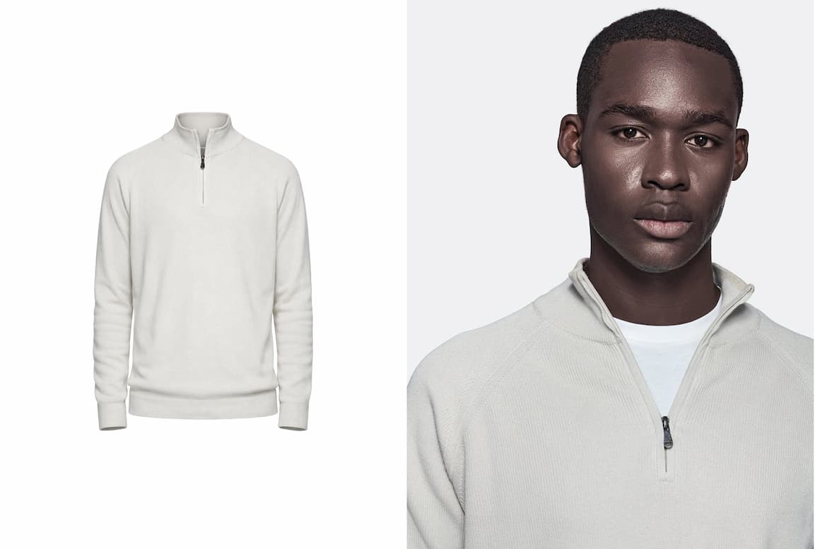 Maglia mezza zip in puro cotone