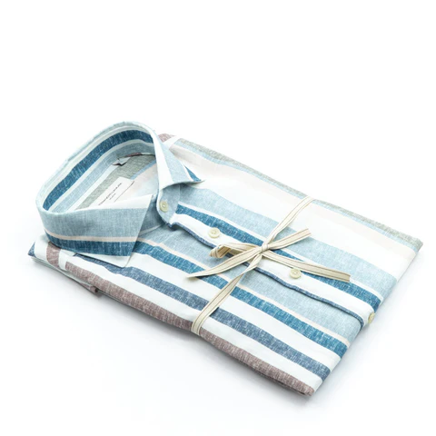 Camicia a Righe Multicolor Azzurro