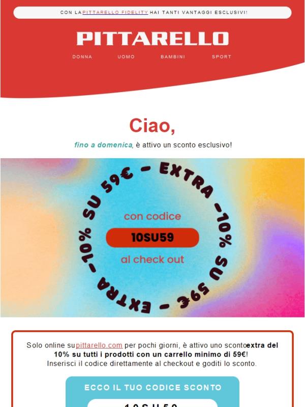 Per questo weekend: -10% extra su tutto!