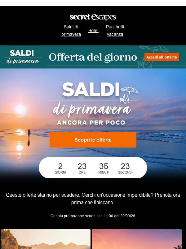 I saldi di primavera scadono tra 72 ore