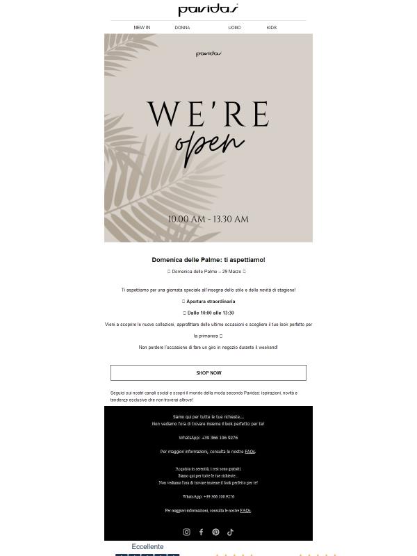 🌿 Domenica delle Palme: siamo aperti!