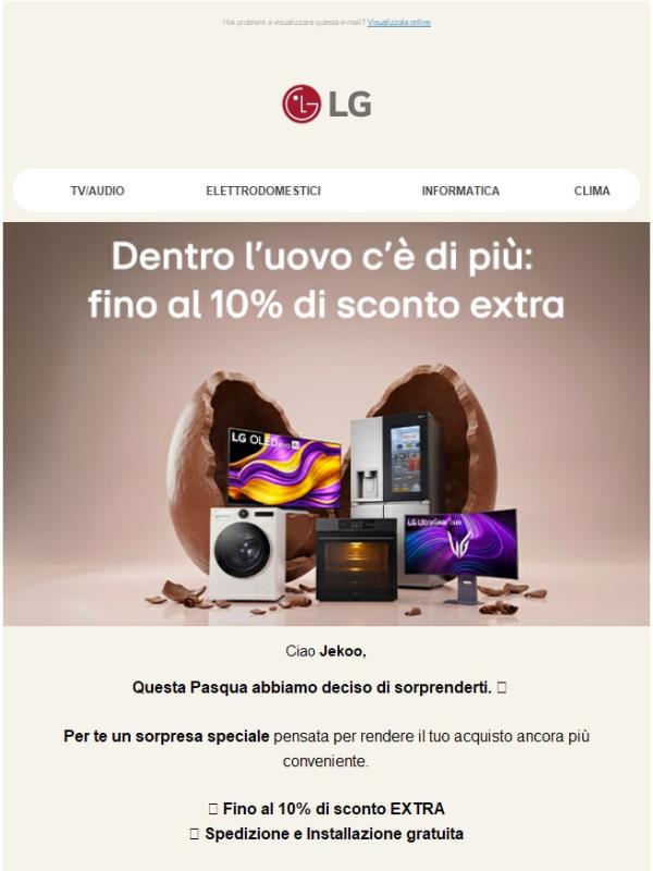 🐣Sorpresa! Fino al 10% extra sconto!