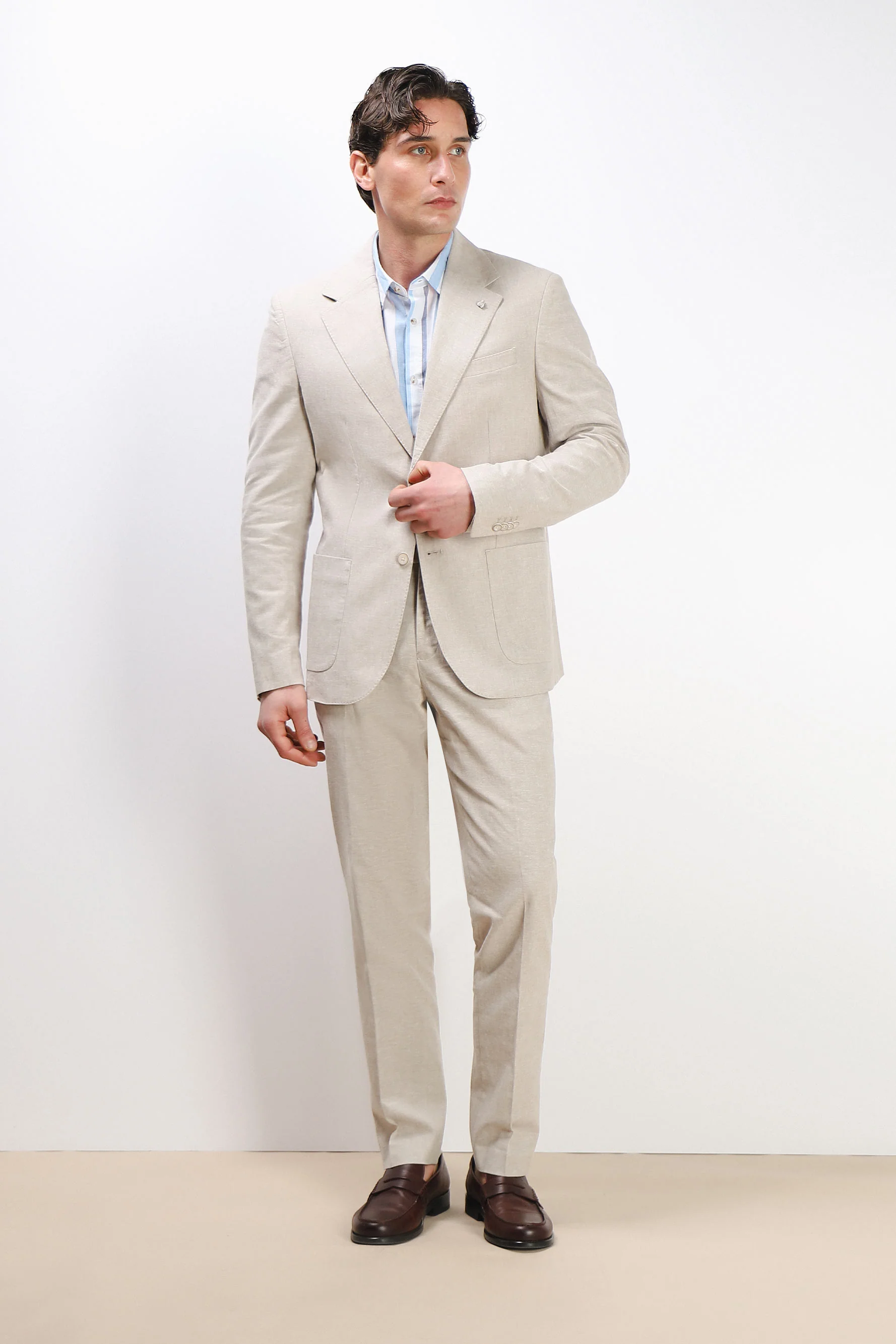 Image of PANTALONE DA ABITO IN MISTO LINO