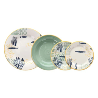 Vela Antigua Servizio Piatti In Stoneware - Set 18 Pz