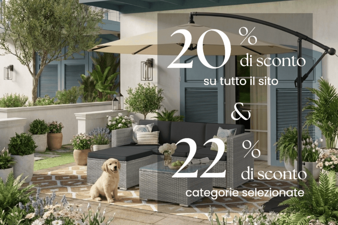 20% di sconto su tutto il sito&22% di sconto categorie selezionate