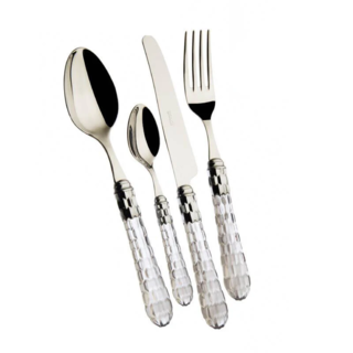 Cristallo Servizio Posate Ghiera Cromata Acciaio Inox - Set 24 Pz