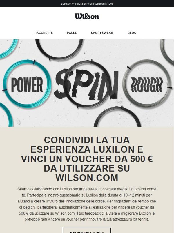 La tua opinione su Luxilon potrebbe farti vincere 500 €