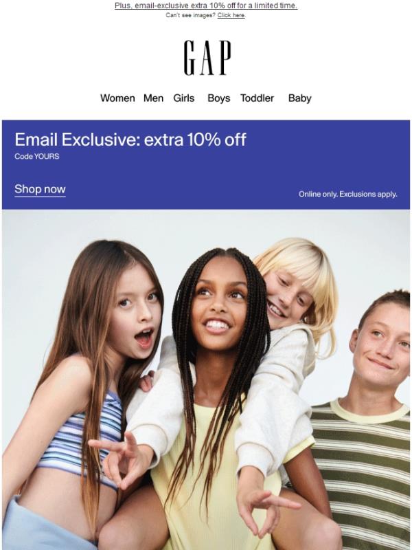 New looks for everyone at 50% off >