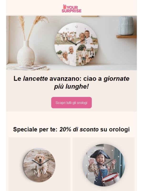 20% di sconto su tutti gli orologi! ⏰
