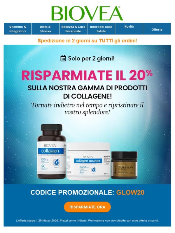 Rimetti in Moto l'Orologio: 20% di Sconto su Prodotti Antietà & Collagene!