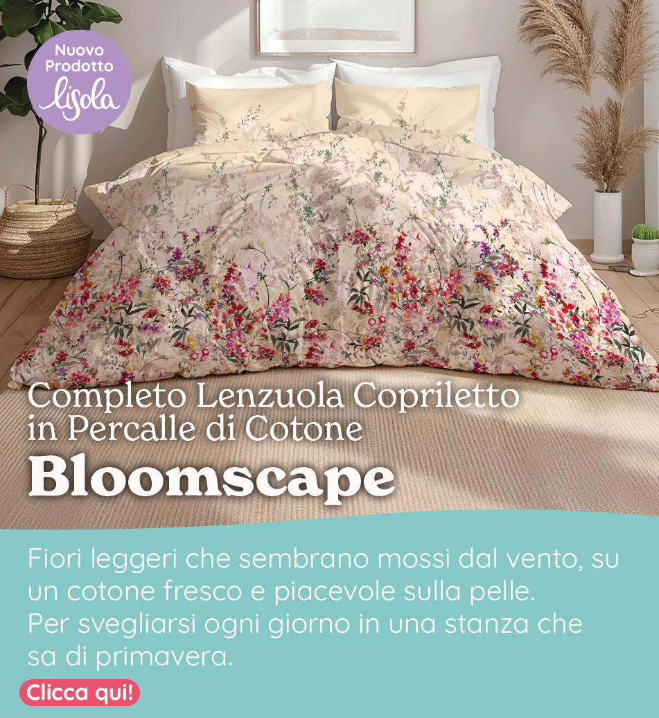 Completo Lenzuola Copriletto in Percalle di Cotone con Stampa Floreale - Bloomscape