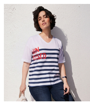T-shirt dal taglio oversize con drappeggio, scollo a V e mezze maniche
