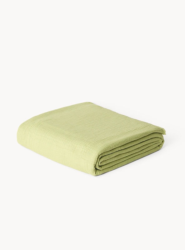 Copriletto in garza di cotone lavato tinta unita
