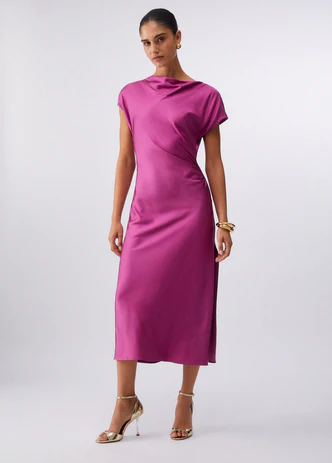 Abito Lungo in Raso / Fucsia