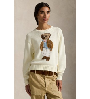 maglione-in-cotone-con-polo-bear-bianco-sporco
