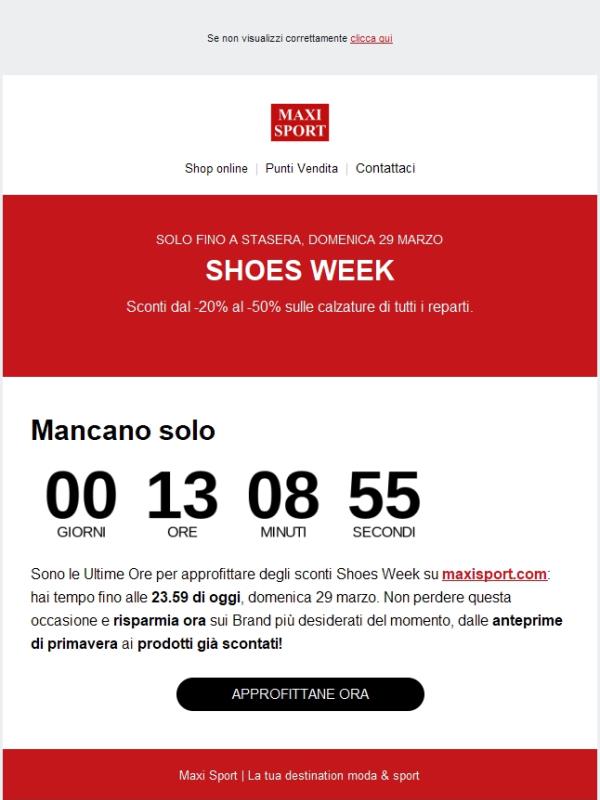 ⏳ ULTIME ORE: la Shoes Week termina stasera !