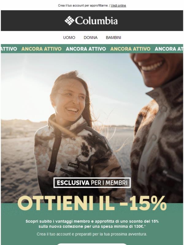 Vuoi il 15% di sconto sui nuovi arrivi?