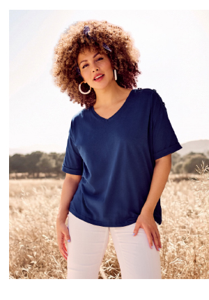 T-shirt dal taglio oversize con aperture sulle spalle, scollo a V e mezze maniche