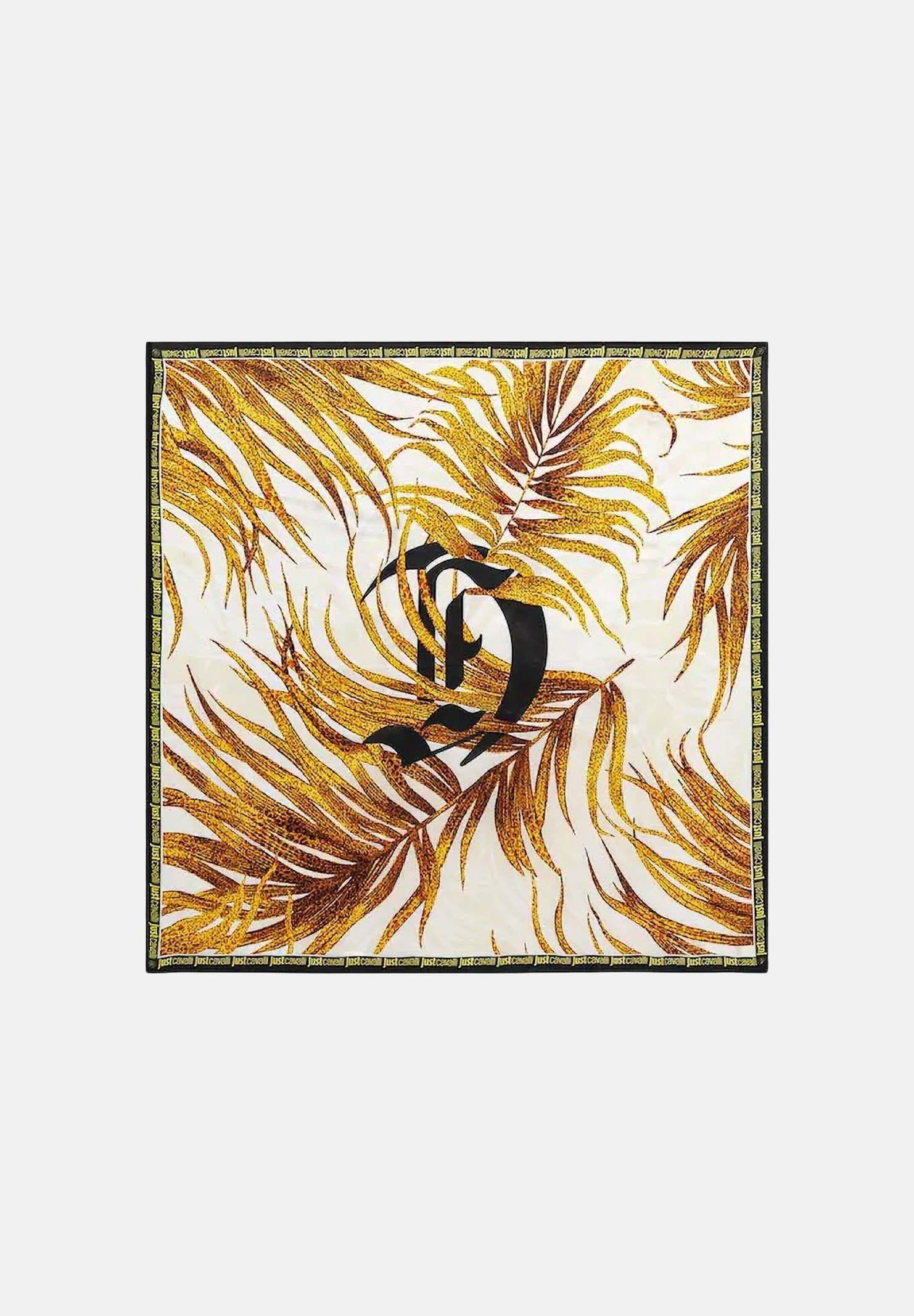 Image of JUST CAVALLI Foulard bianco da donna realizzato con una vivace stampa tropicale