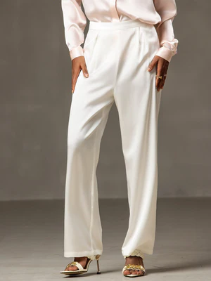 Image of 19Momme Pantaloni in Seta Casual con Gamba Larga