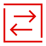 Icona rossa raffigurante il trasferimento di file