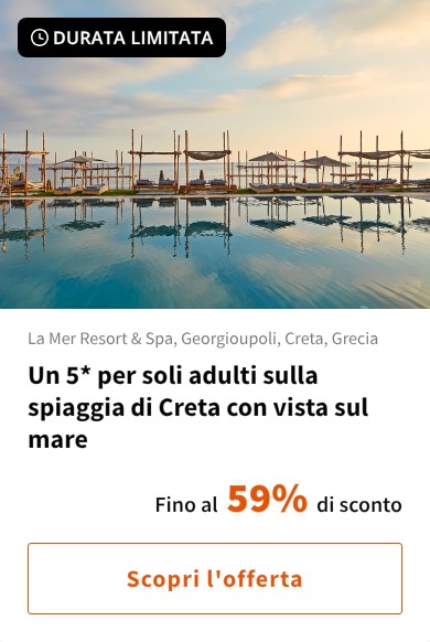 Un 5* per soli adulti sulla spiaggia di Creta con vista sul mare