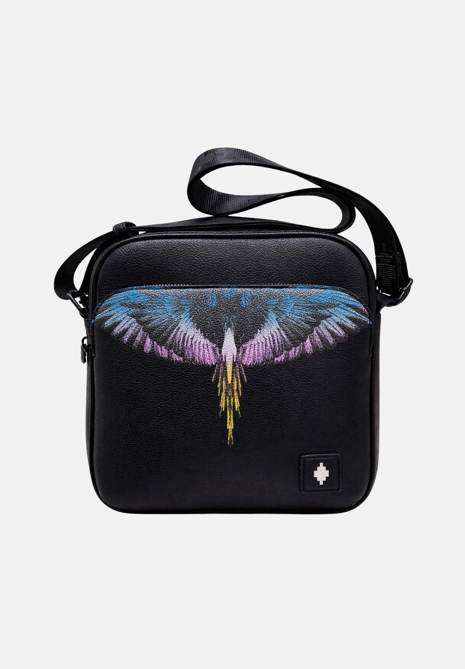 Image of MARCELO BURLON COUNTY OF MILAN Borsello nero da uomo con stampa ali