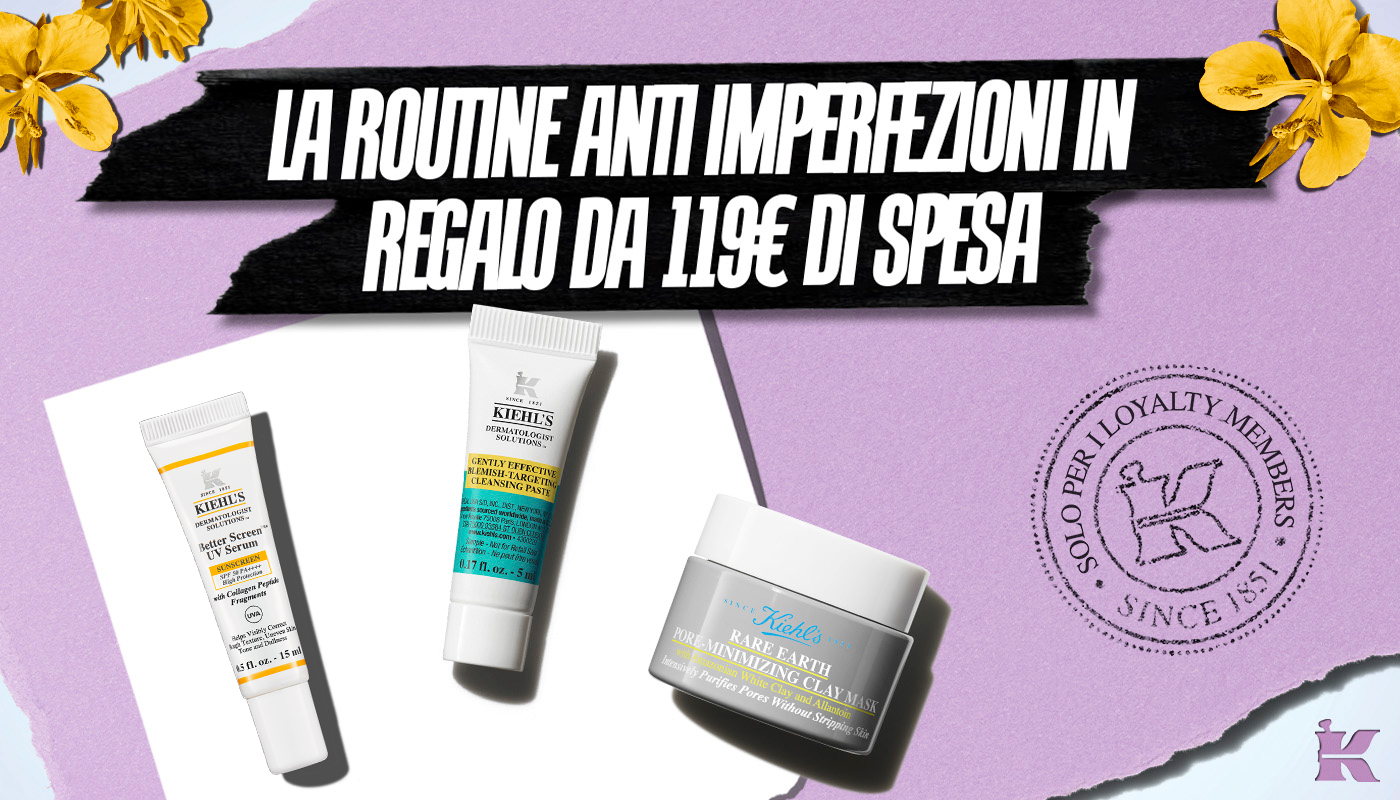 Visual Powerful Kit Kiehl&rsquo;s con beauty case e tre mini-taglie, headline &ldquo;Esclusivo Powerful Kit in omaggio da 99&euro; di spesa.